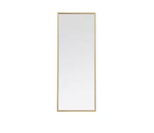 Timeless Home 14 in. W x 36 in. H x Contemporary Metal Framed Rectangle Brass Mirror