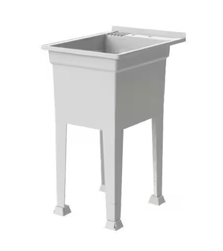 Glacier Bay 18 in. W x 24 in. D x 35 in. H Freestanding Laundry/Utility Sink in White
