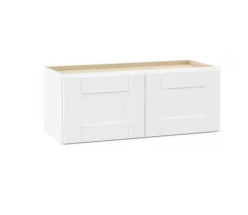 Hampton Bay Shaker 30 in. W x 12 in. D x 12 in. H Assembled Wall Bridge Kitchen Cabinet in Satin White