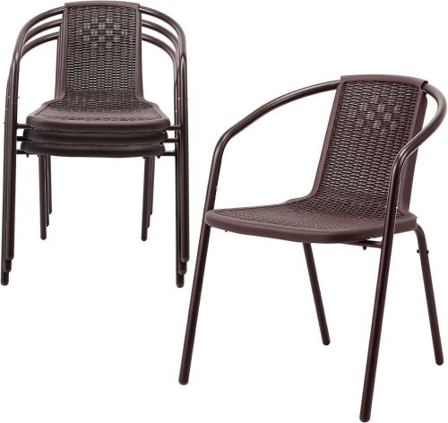 VINGLI PE Rattan Patio Dining Chairs Set of 4