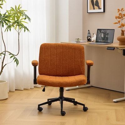 Winado Speckled Chenille Swivel Chair With Flip-Up Arms For Cross-Legged