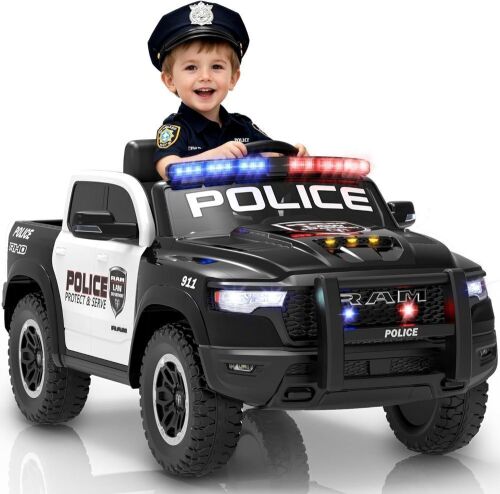 First Ride On 12V Police Car Ride on Toy for Kids, Licensed RAM 1500 RHO