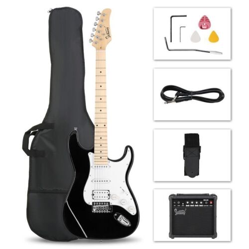 Glarry GST Electric Guitar HSS Pickups w/20W Amplifier Black