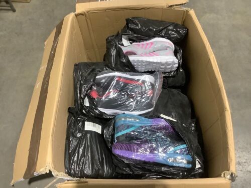 Lot of Shoes (10) Purple Size 42, (1) Black/Red Size 40, & (14) Grey/Pink Size 41  - Lot 190