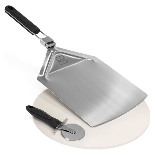 Lot of (5) 3-Piece Stainless Steel Pizza Baking Accessories Set w/Baking Stone, Foldable Peel, and Slicer - Lot 204