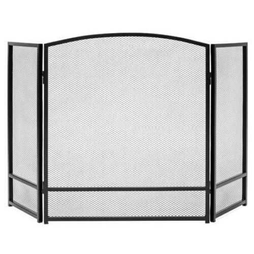 3-Panel Simple Steel Mesh Fireplace Screen w/ Rustic Worn Finish - 47x29in - Lot 265