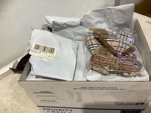 Lot of (30) Small Plaid Dog Harness & Leash Sets  - Lot 363