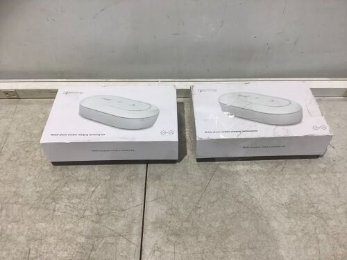 Lot of (2) Mobile Phone Wirlesss Charging Sterilizing Boxes - Lot 603