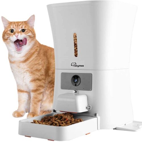 SKYMEE Smart Automatic 1080P Full HD Camera Pet Food/Treat Dispenser with Night Vision and 2-Way Audio - Lot 780