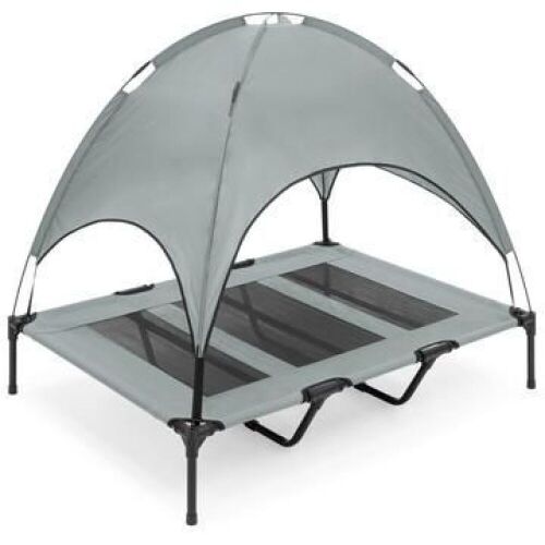 Elevated Cooling Dog Bed, Outdoor Pet Cot w/ Canopy, Carry Bag - 48in - Lot 844