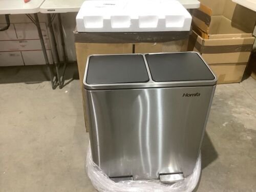 Homfa 16 Gal Dual Step Stainless Steel Trash Can with Inner Buckets & Soft Closure  - Lot 848