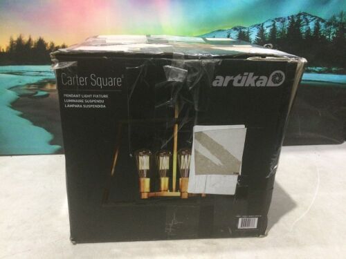 Artika Carter Square 4 Pendant Light Fixture with a Steel Black and Gold Finish - Lot 1188