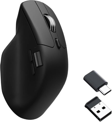 Keychron M6 All Silent Wireless Gaming Optical Mouse, Tri-Mode 2.4 GHz/Bluetooth 5.3/Wired, PixArt 3395 Sensor, 26000 DPI, Ergonomic Lightweight Programmable Macro Button for Windows PC/Mac - Black
