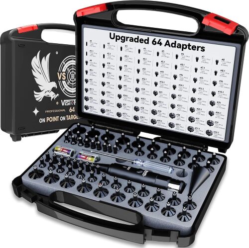 Visiofire Tool-Free Laser Bore Sight Kit : Green Laser Bore Sighter with 64 Upgraded Adapters fit 0.17 to 12 GA Calibers| Multi-Caliber Laser Bore Sighting Kit for All Gun| Powerful Boresighter *Missing Small Screwdriver*