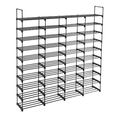 Winado 10-Tier Black Iron Pipe and Plastic 65.75in. W Shoe Rack