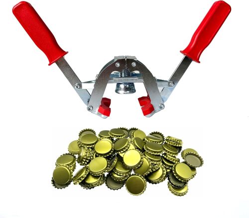 Manual Beer Bottle Capper Tool with 150 count Beer Bottle Caps,26mm Beer Corking Machine for Home Brewing