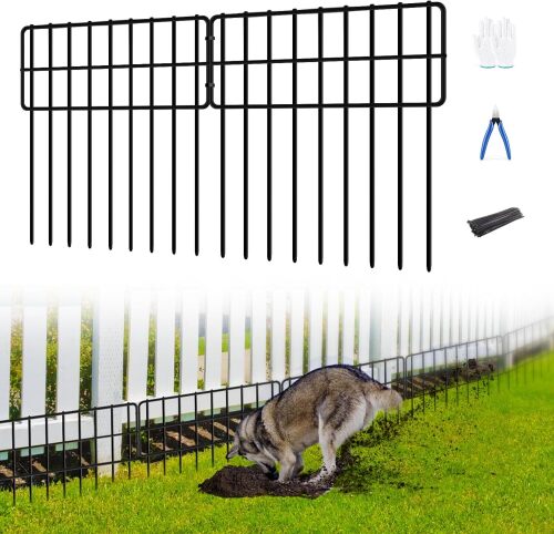 No Dig Fence, Animal Barrier Fence, 13in(H) x 14ft(L) Fencing Barrier for Bottom, Rabbit Fencing for Garden, Dog Fencs Barrier, Rustproof Metal Fencs Border for Outdoor