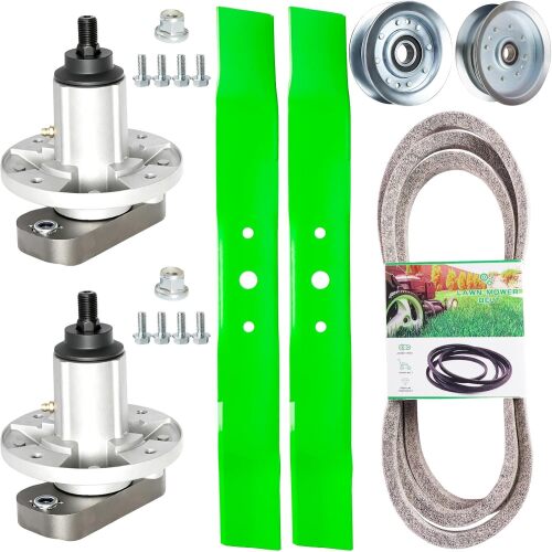 42 Inch Mower Deck Rebuild Kit for John Deere L100 L110 L118 L111 L108 L105 L107 Lawn Mower Parts Includes 2 Spindles GY20050 GY20785 2 Blade GX20249 2 Idler Pulley GY20067 GY22082 1 Belt GX20072