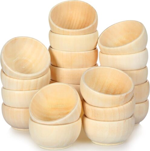 Uiifan 40 Pcs Small Wooden Bowls for Craft Mini Pinch Bowls 1.5 oz Unfinished Wood Bowl for Craft Project DIY Blank Wood Bowl for Painting, Dipping Sauce, Nuts, Spice, Candy, Condiment