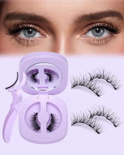 JIMIRE Magnetic Eyelashes Natural Look Wispy Magnetic Lashes with Applicator Cat Eye False Eyelashes with Magnets No Glue Needed Manga Lashes