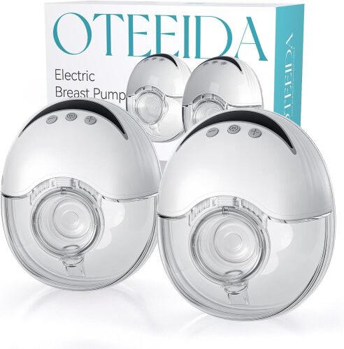 Hands Free Breast Pump Wearable MY-375 - Strong Suction, Low Noise, Wearable Breastfeeding Pump with 4 Mode &12 Levels, Portable Electric Breast Pump 24mm - 19/21/Insert/Flange, 2 Pack (White)