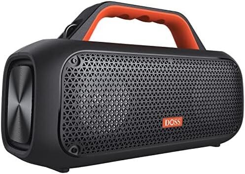 DOSS Extreme Boom Bluetooth Outdoor Speaker with 60W Mighty Sound, Deep Bass, 30H Playtime, USB-C, Bluetooth 5.3, IPX6 Waterproof with Portable Strap for Camping, Beach, Garage-Orange