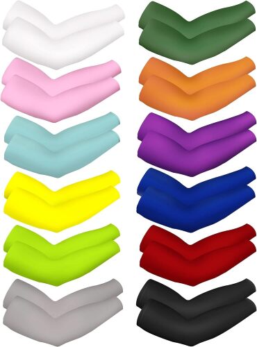 12 Pairs Unisex UV Protection Sleeves Long Arm Cooling Cover Sleeves