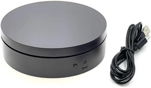 Mini 360 Rotating Electric Turntable Display 4.75" Diameter w/Power Cord USB or Battery Powered for Photography Display, Jewelry, Watch 1:64 Diecast Car Toy Vehicle Display Turn Table Black Top, 11 Pack