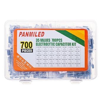 35 Values 700 Pieces Aluminum Electrolytic Capacitor Assortment Kit 0.1uF-1000uF 10V 16V 25V 50V Direct Insertion Aluminum Electrolytic Capacitor Series