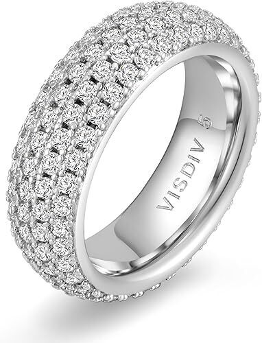 925 Sterling Silver Wedding Rings for Women Promise Engagement Non Tarnish Bands Rings CZ Cubic Zirconia Chunky Eternity Statement Wide Rings for Her