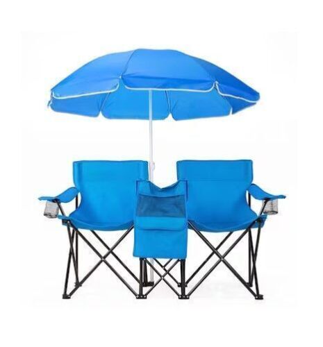 Winado 2 Person Outdoor Fishing Lawn Chair With Removable Canopy Umbrella