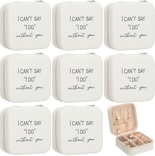 8 Pcs Bridesmaid Proposal Jewelry Box Gifts I Can't Say I Do Without You Travel Jewelry Case Portable Earring Organizer for Women Bridesmaids Wedding Gifts