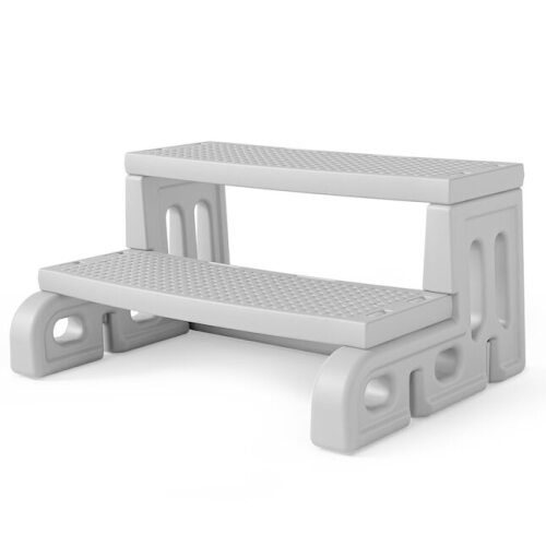 Sturdy 2-Step Spa Ladder with Non-Slip Treads/Universal Multi-Purpose Stairs for Indoor and Outdoor Use