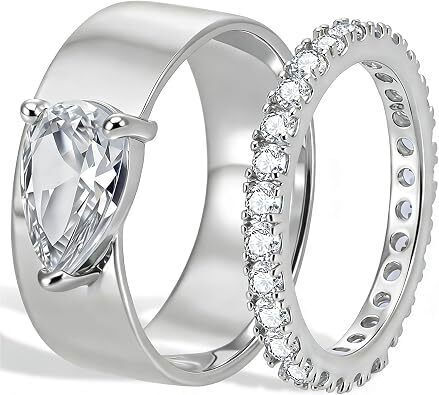 Gold Plated Pear Shaped Engagement Rings for Women Radiant Cut Oval Baguette Solitaire Ring Fashion Wedding Dainty Stacking Cubic Zirconia Eternity Band