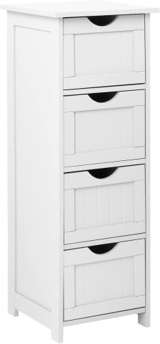 Bathroom Storage Cabinet with 4 Drawers Wooden Freestanding Slim Bathroom Floor Cabinet Small Side Organizer Storage Unit for Restroom Livng Room Kitchen Office Hallway Entryway