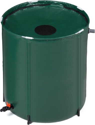 VINGLI 66 Gallon Collapsible Rain Barrel, Portable Water Storage Tank, Rainwater Collection System Downspout, Water Catcher Container with Filter Spigot Overflow Kit