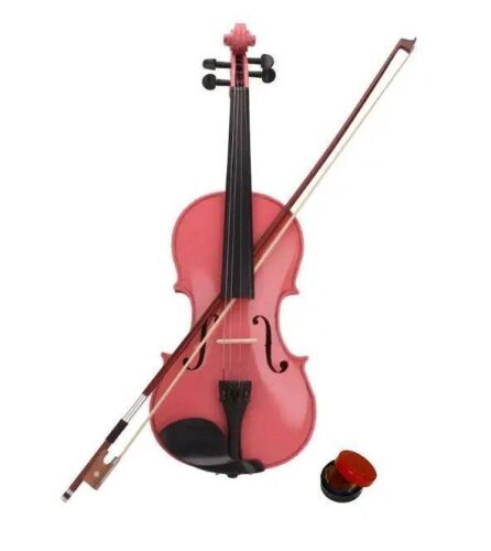 1/8 Violin for Kids Age 4-5, Beginner Violin 1/8, Acoustic Pink Violins with Hard Case, Bow, Rosin, Bridge
