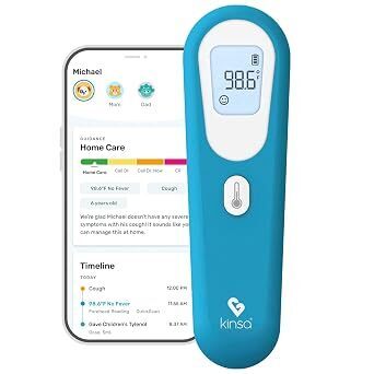 Kinsa QuickScan Smart Forehead Thermometer for Adults, Kids and Babies, No-Touch Digital Thermometer, App-Connected Family Health Tracking, Fast Accurate Fever Readings