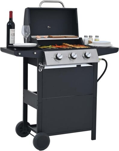 Endark 3-Burner Propane Gas Grill | 26,000 BTU Stainless Steel with Enamel Wire Cooking Grates and Built-in Thermometer | with Side Rack Wheels | Great for Patio, Garden, and Outdoor Cooking