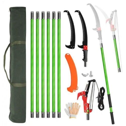 26 FT Tree Pole Pruner Manual Branches Trimmer Tree Branch Garden Tools Loppers Hand Pole Saws Extendable Height