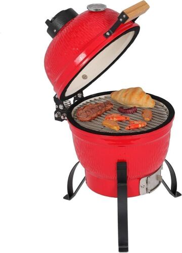 ROVSUN Kamado Charcoal Grill and Smoker with Cast Iron Grate, 13"