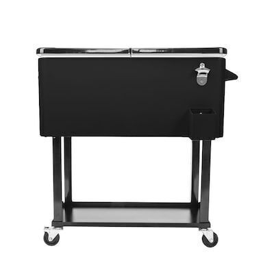 80 QT Black Patio Cooler Cart