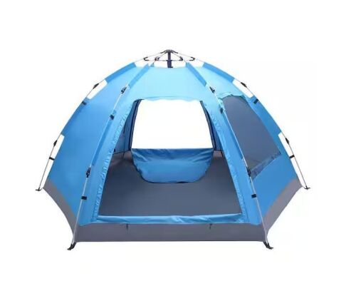 Pop-up 4-Person Camping Tent with Double Door & Double Window