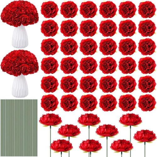 200 Pcs Long Stem Artificial Roses, Red