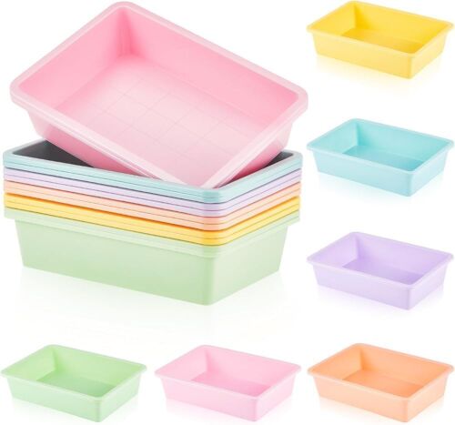 Plastic Flat Classroom Storage Trays, 12 pc