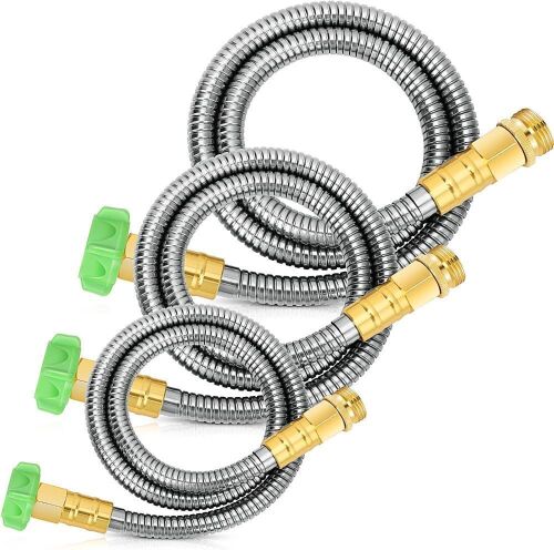 3 Pcs Short Garden Hose 3 ft, 5 ft, 10 ft, Stainless Steel Garden Hose Extensions