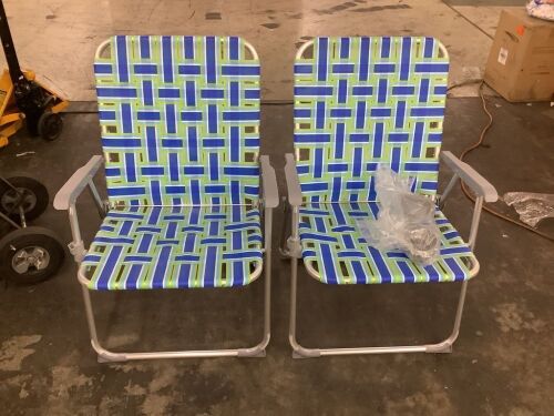 Set of 2 Aluminum Webbed Lawn Chairs