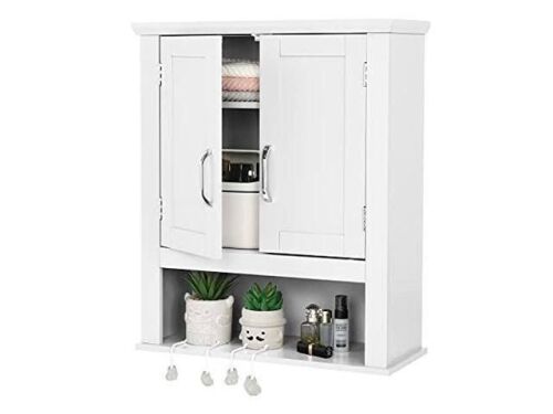 VINGLI 2 Door Modern White Bathroom Wall Cabinet