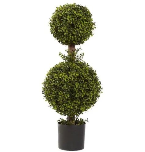 Nearly Natural 35 in. Artificial Double Boxwood Topiary