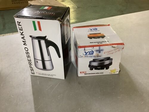 Stainless Steel Espresso Maker with Electric Heating Base